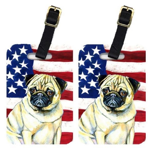 Carolines Treasures Carolines Treasures LH9002BT Pair Of USA American Flag With Pug Luggage Tags LH9002BT - main
